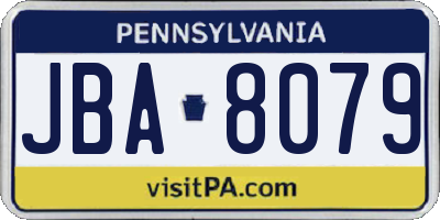 PA license plate JBA8079