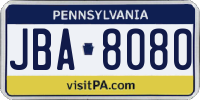 PA license plate JBA8080