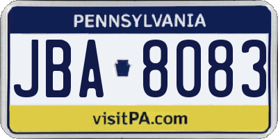 PA license plate JBA8083