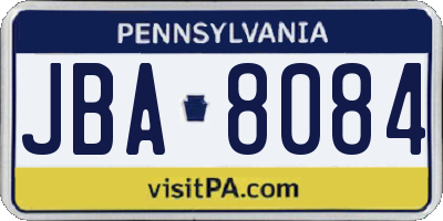 PA license plate JBA8084