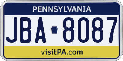 PA license plate JBA8087