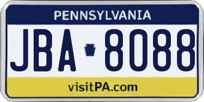 PA license plate JBA8088