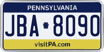 PA license plate JBA8090