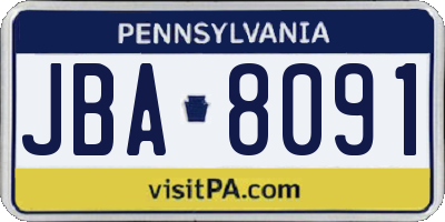 PA license plate JBA8091