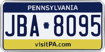 PA license plate JBA8095