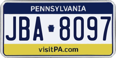 PA license plate JBA8097