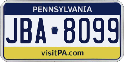 PA license plate JBA8099