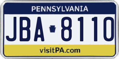 PA license plate JBA8110