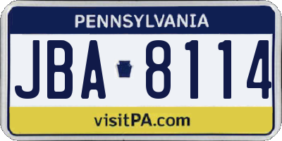 PA license plate JBA8114