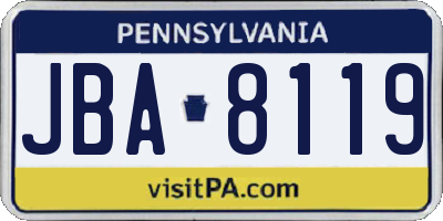 PA license plate JBA8119