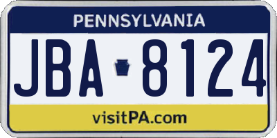 PA license plate JBA8124