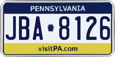 PA license plate JBA8126