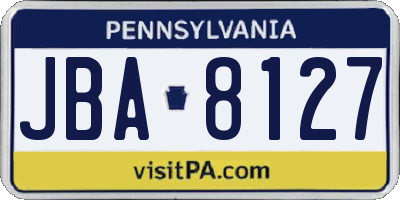 PA license plate JBA8127