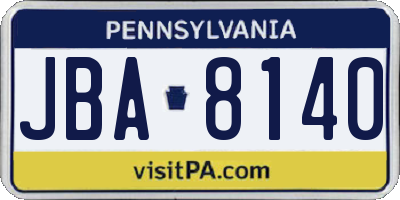 PA license plate JBA8140