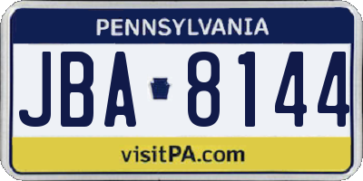 PA license plate JBA8144