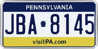 PA license plate JBA8145