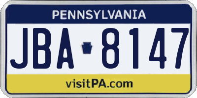 PA license plate JBA8147