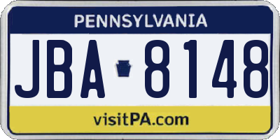 PA license plate JBA8148