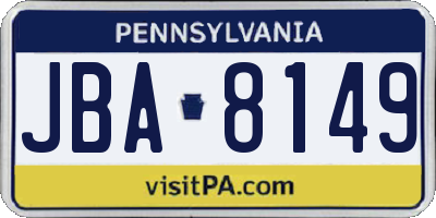 PA license plate JBA8149