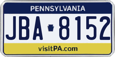 PA license plate JBA8152