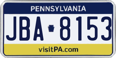 PA license plate JBA8153