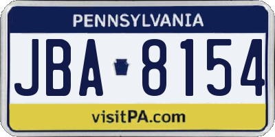 PA license plate JBA8154