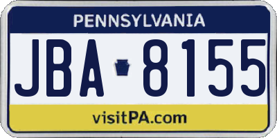 PA license plate JBA8155