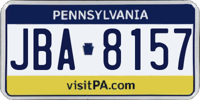 PA license plate JBA8157