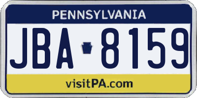 PA license plate JBA8159