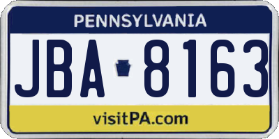 PA license plate JBA8163