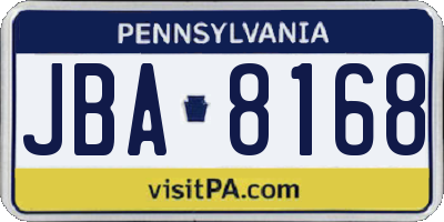 PA license plate JBA8168