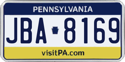 PA license plate JBA8169