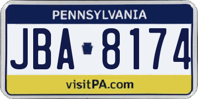 PA license plate JBA8174