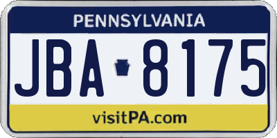 PA license plate JBA8175