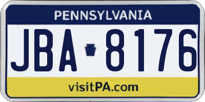 PA license plate JBA8176