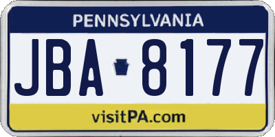 PA license plate JBA8177