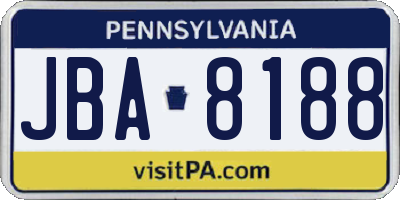 PA license plate JBA8188