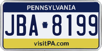 PA license plate JBA8199