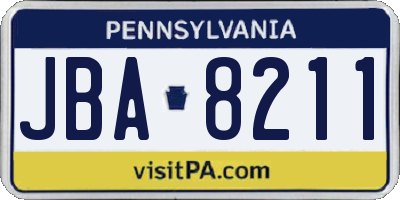 PA license plate JBA8211