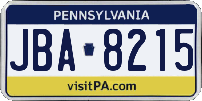 PA license plate JBA8215