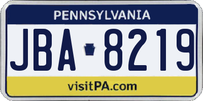 PA license plate JBA8219
