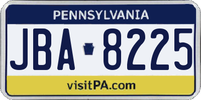 PA license plate JBA8225