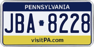 PA license plate JBA8228