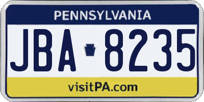 PA license plate JBA8235
