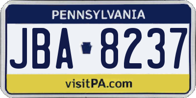 PA license plate JBA8237