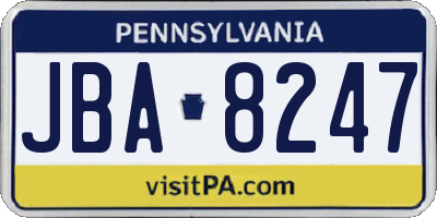 PA license plate JBA8247