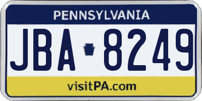 PA license plate JBA8249