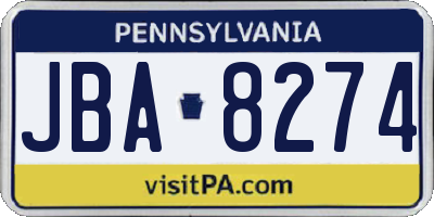 PA license plate JBA8274