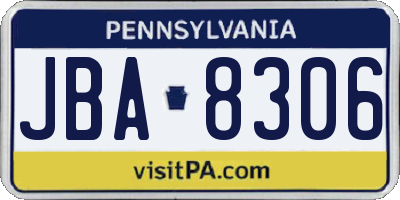 PA license plate JBA8306