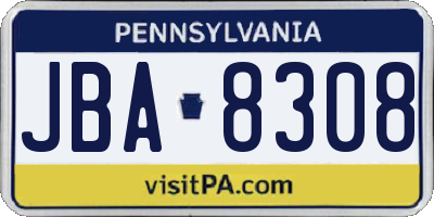PA license plate JBA8308